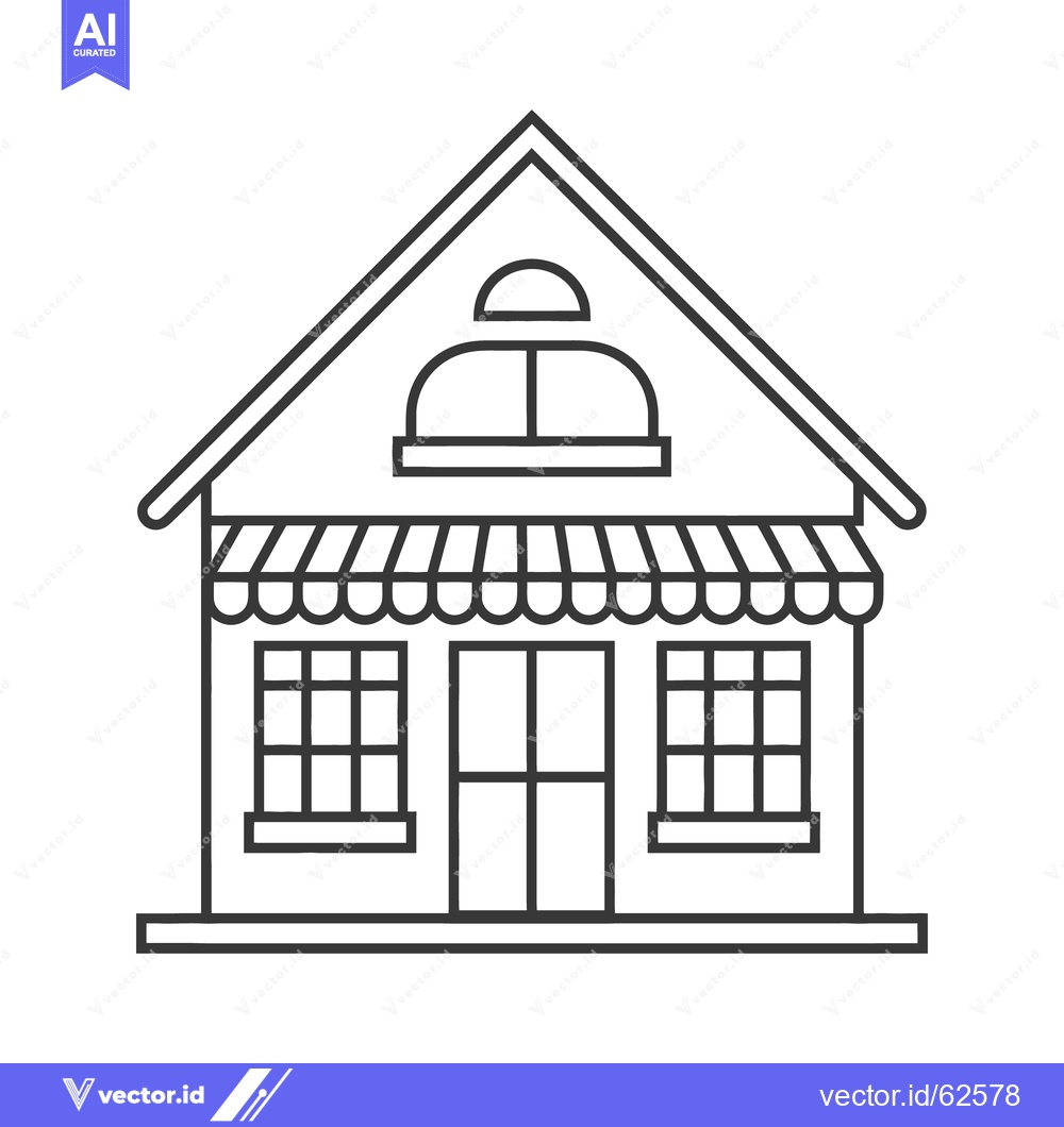 Premium Vector of A simple outlined illustration of a small shop building