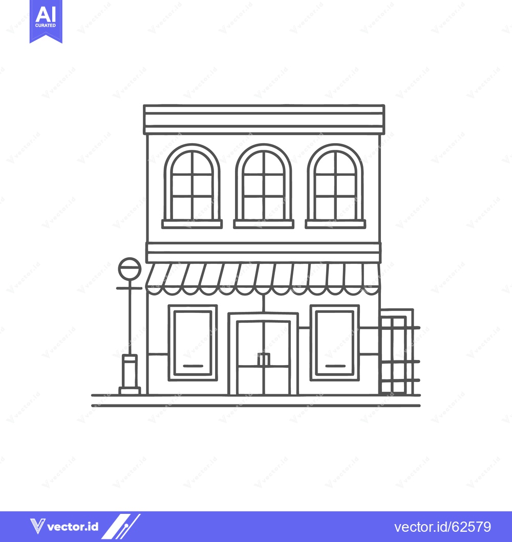 Premium Vector of A simple detailed line drawing of a small building front