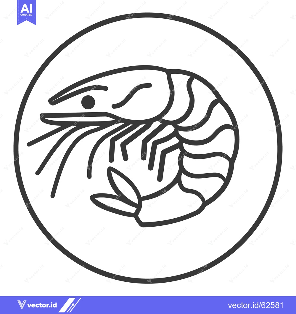 Premium Vector dari A Simple Black and White Line Drawing Of A Shrimp