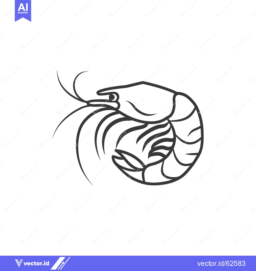 Premium Vector of A simple black and white illustration of a curled shrimp