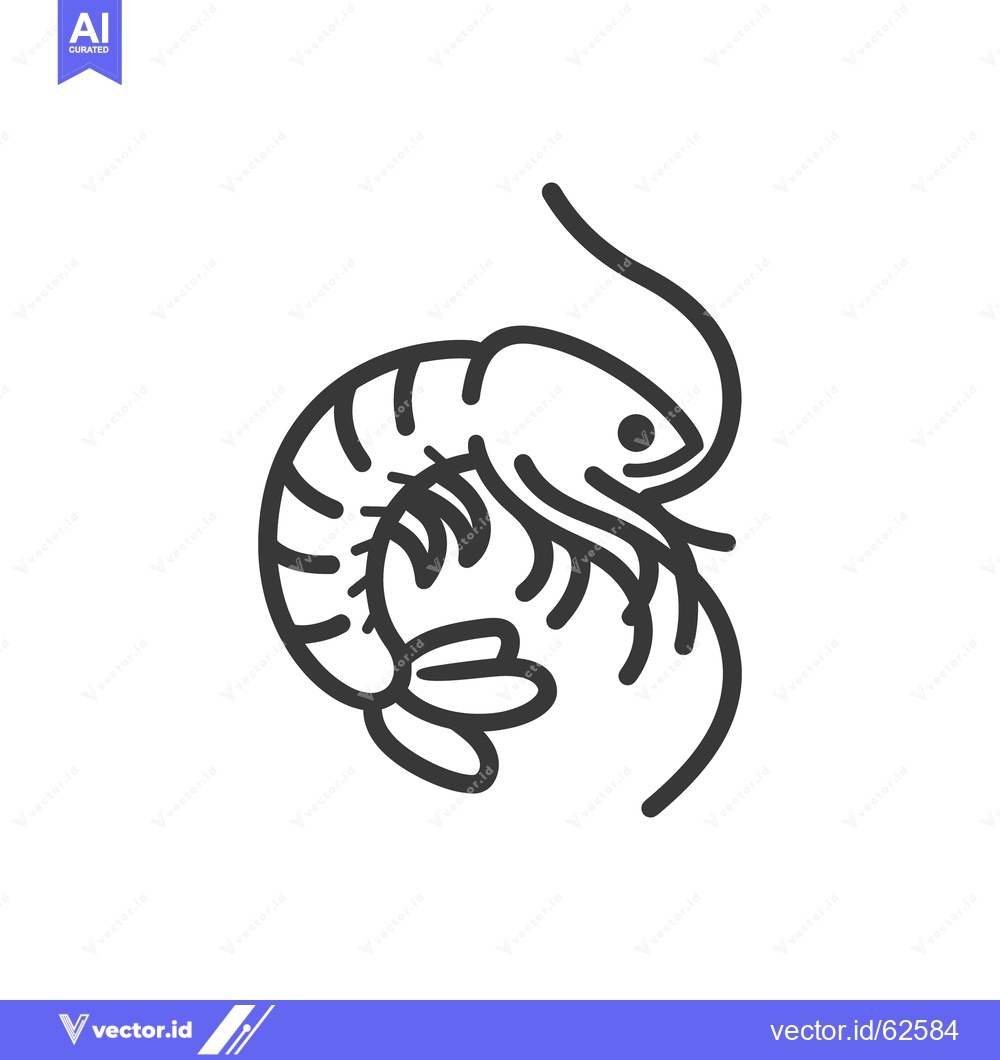 Premium Vector dari A stylized black and white illustration of a single shrimp