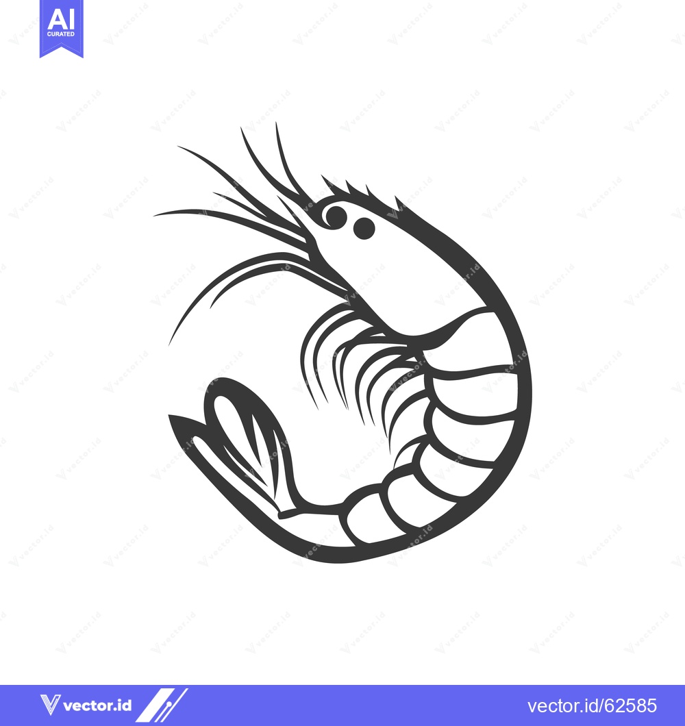 Premium Vector of Simple black and white illustration depicting a curved crustacean anim