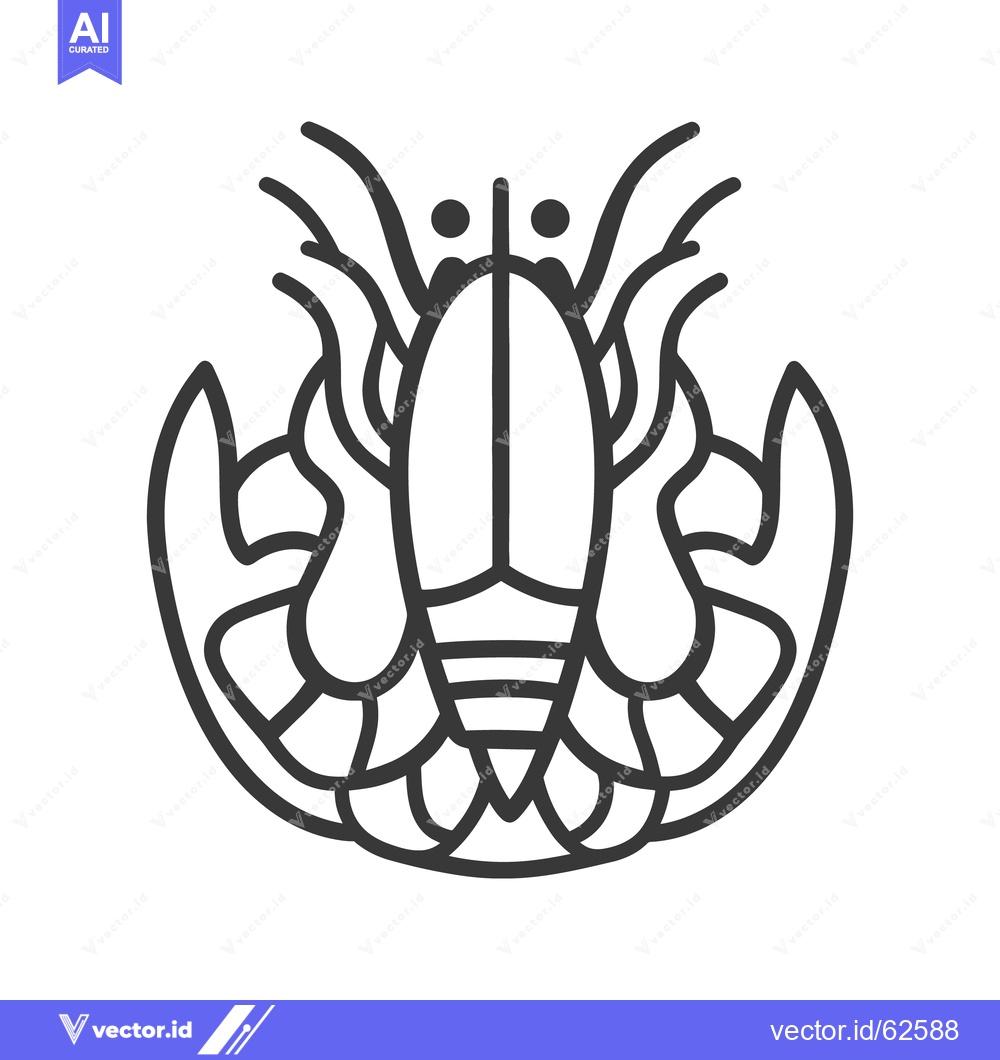Premium Vector of Simplified black and white graphic outline of a crustacean image