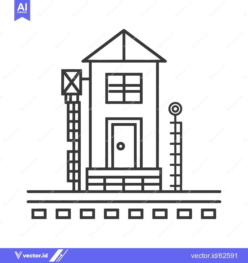 Premium Vector of A black and white illustration of a train control station