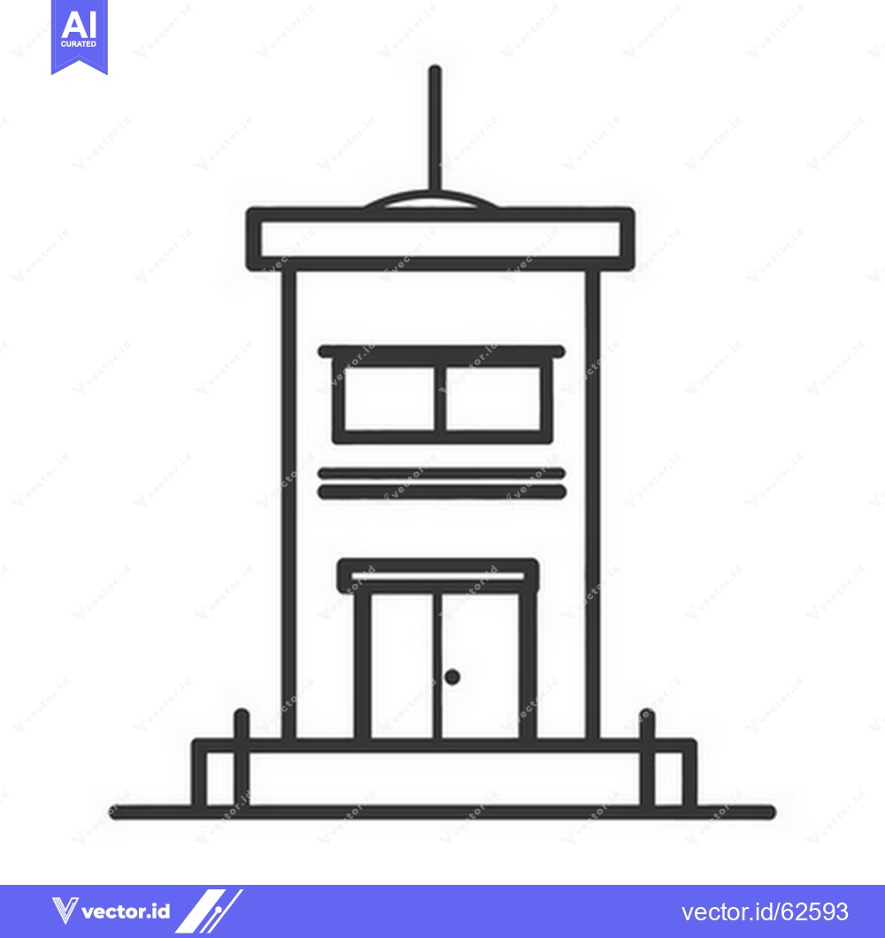 Premium Vector dari A simple black and white minimalist building illustration on a white b
