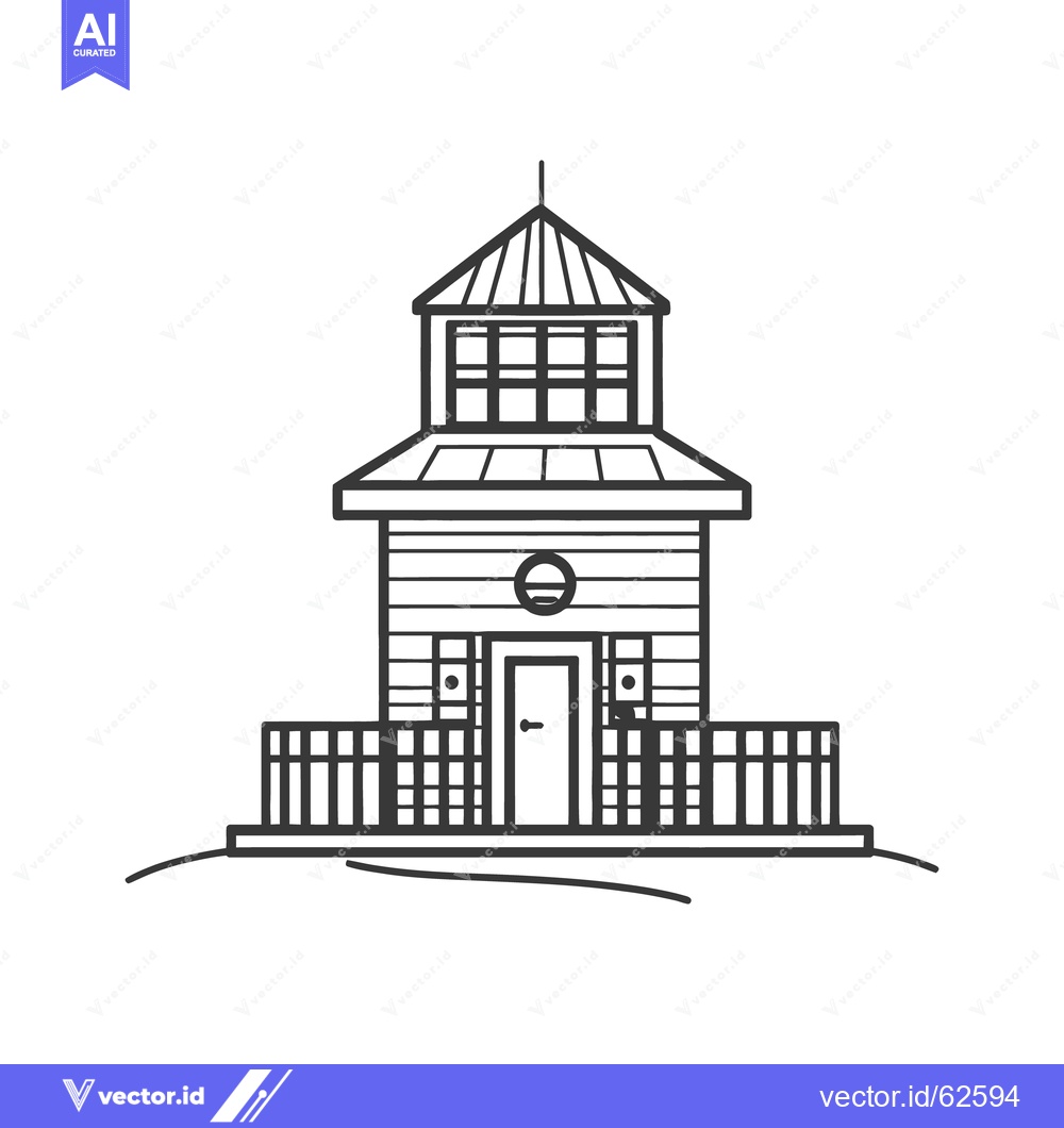 Premium Vector of A stylized black and white illustration of a small building