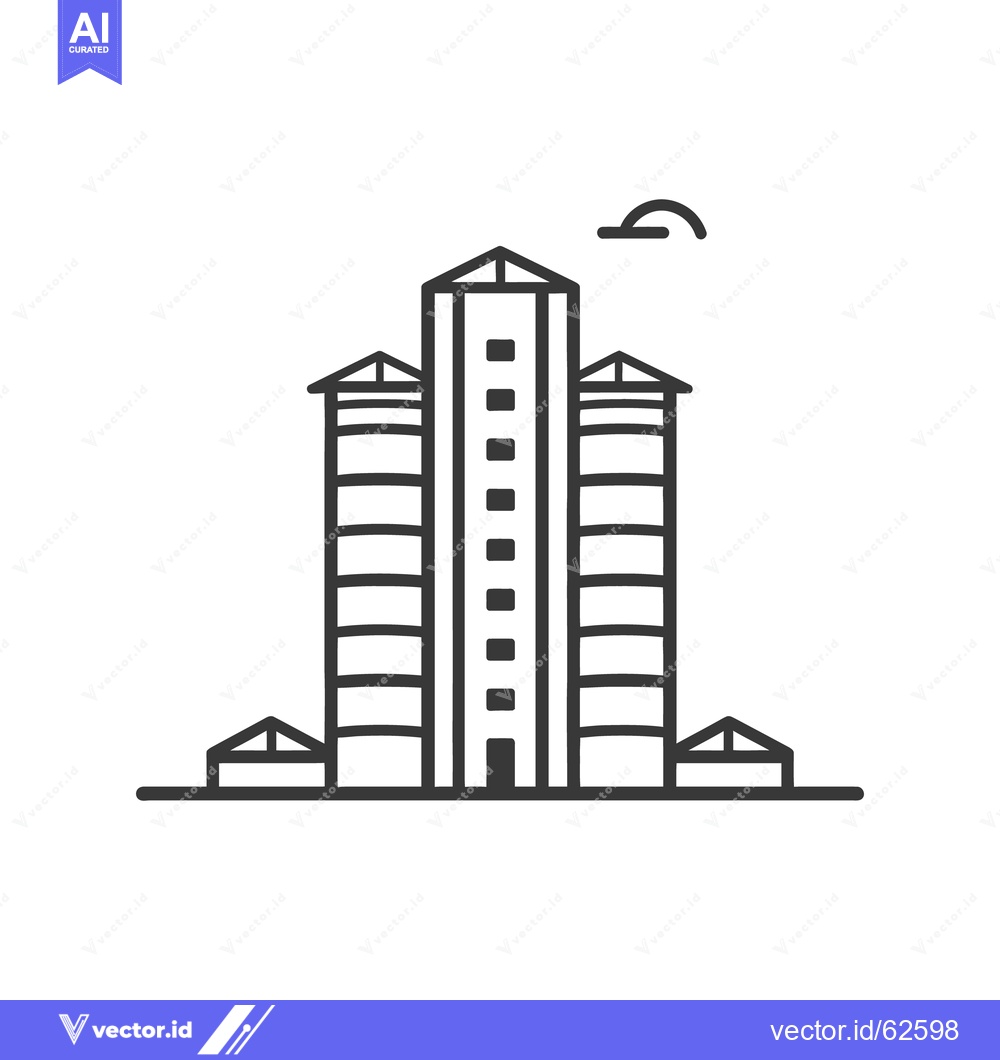 Premium Vector of The illustration shows three tall buildings with stylized architectura