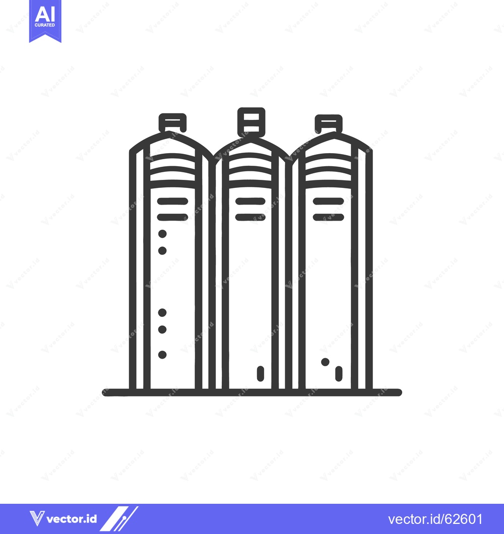 Premium Vector dari Three stylized industrial tanks lined up on a base