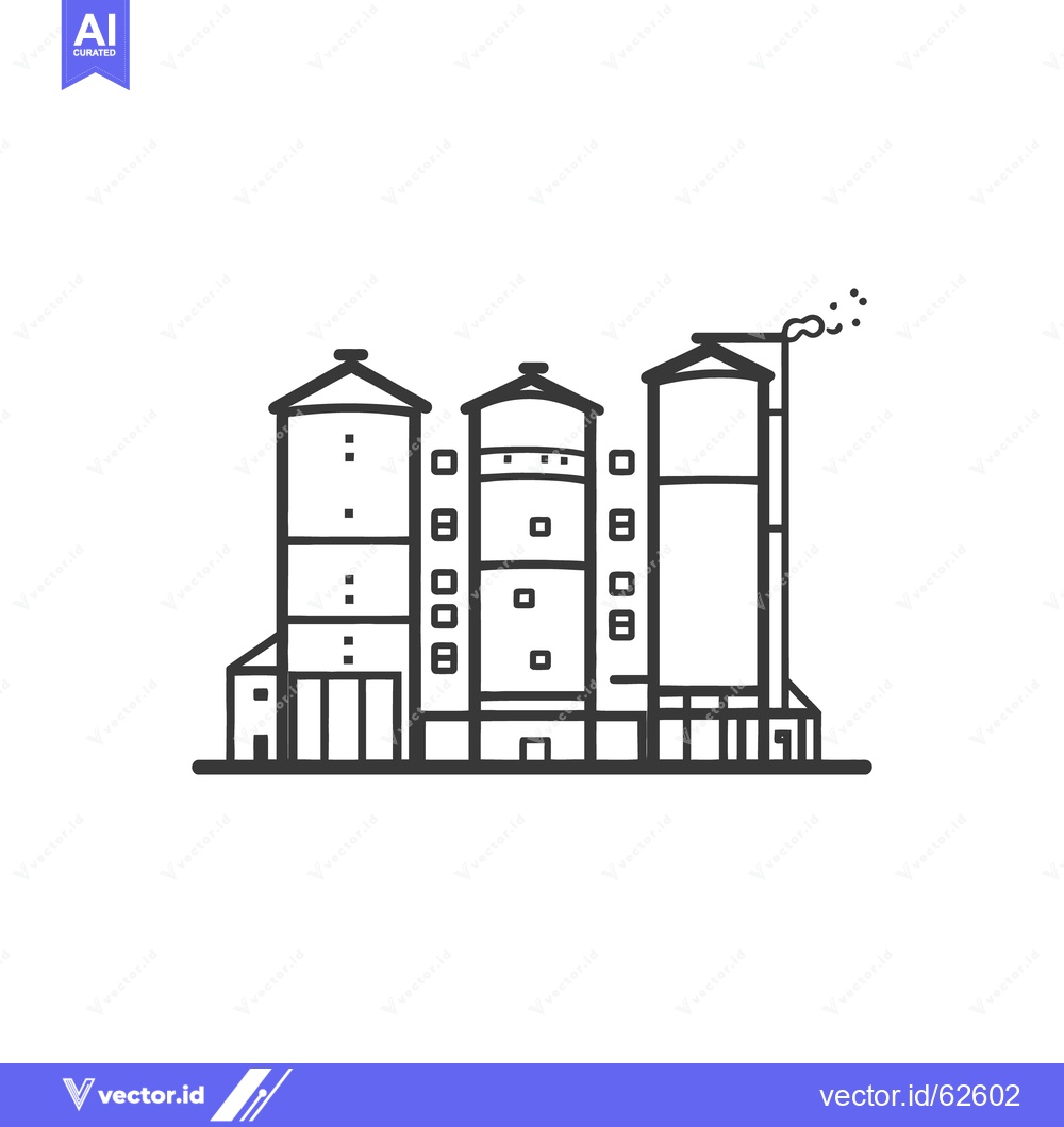 Premium Vector of Simple linear illustration of a large industrial plant with silos