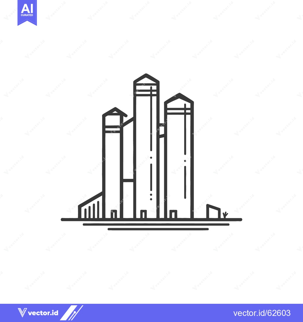 Premium Vector dari An illustrative minimalist line art depiction of some tall silos