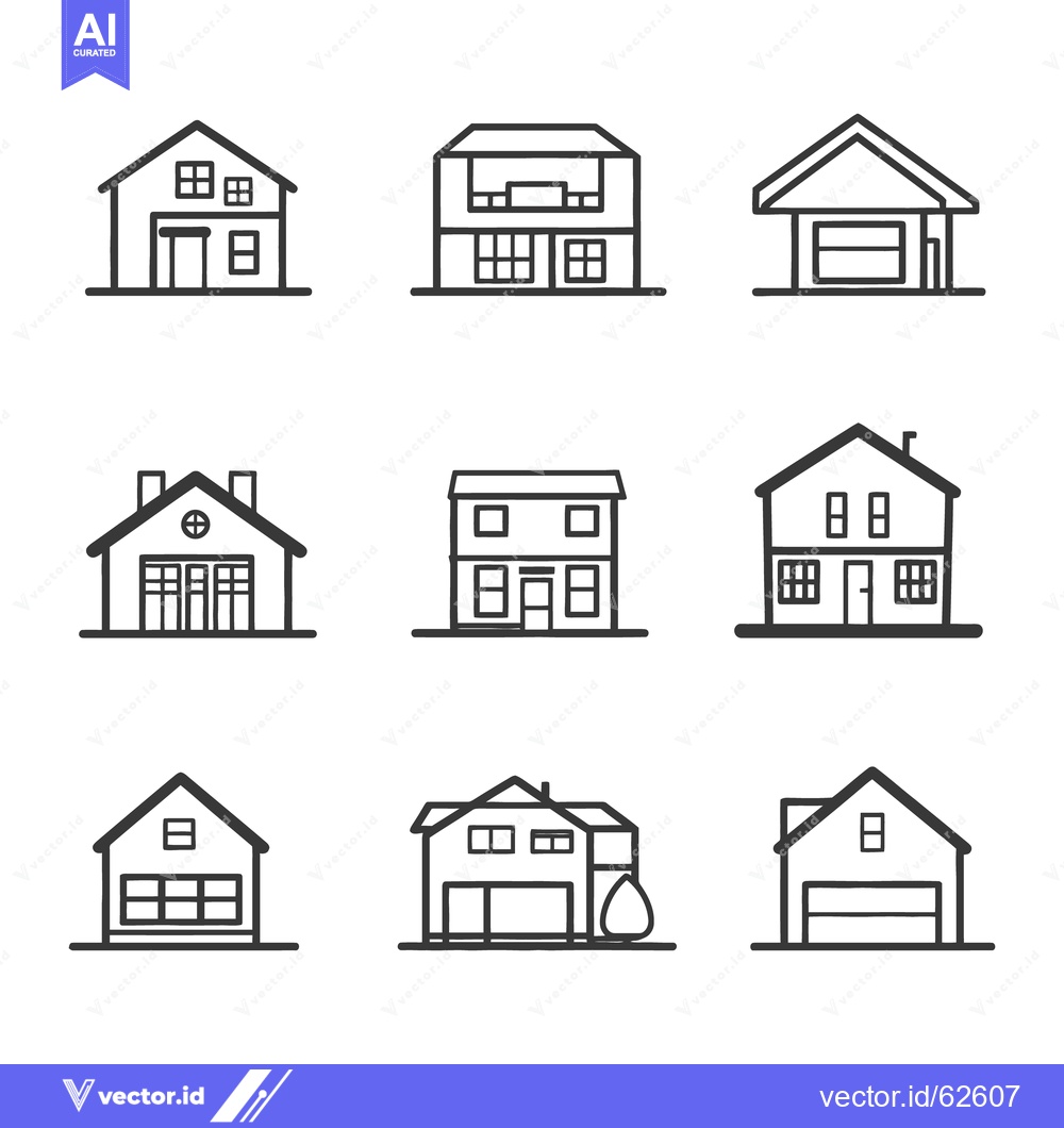Premium Vector dari Various illustrated houses displayed using simple line art techniques