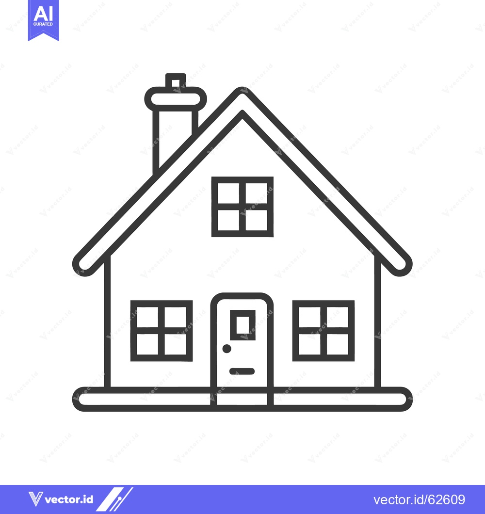Premium Vector dari Simple black and white illustration of a residential home building