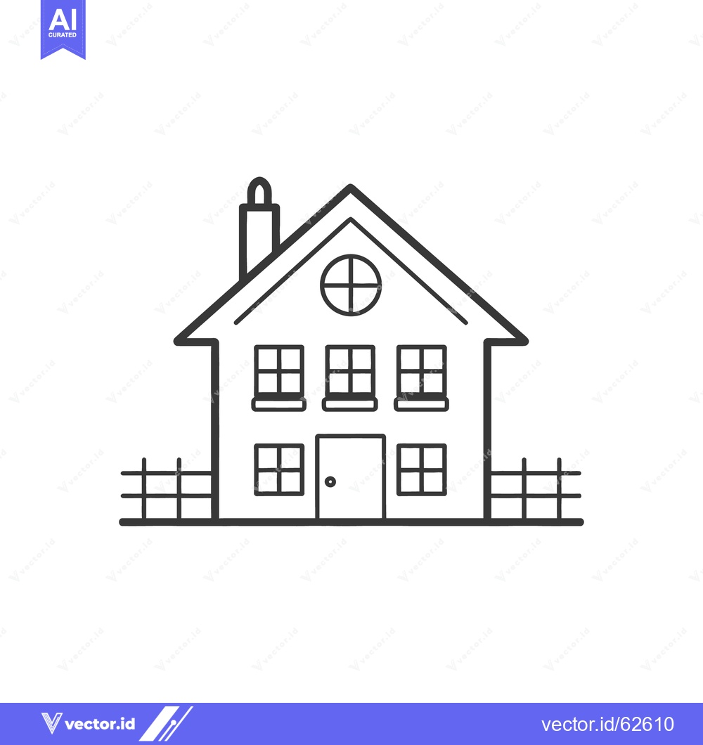 Premium Vector of A simple outlined illustration of a two story house
