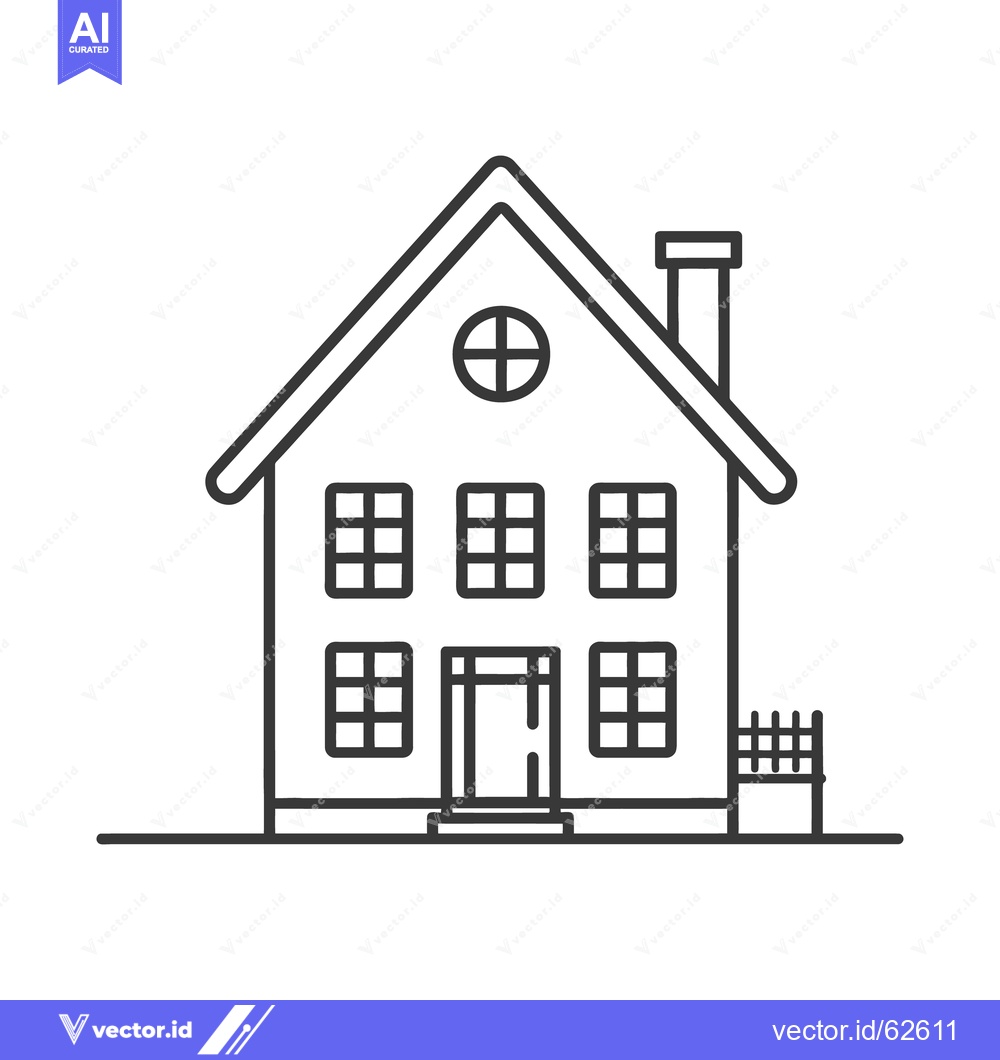 Premium Vector of Simple black and white drawing of a two story house
