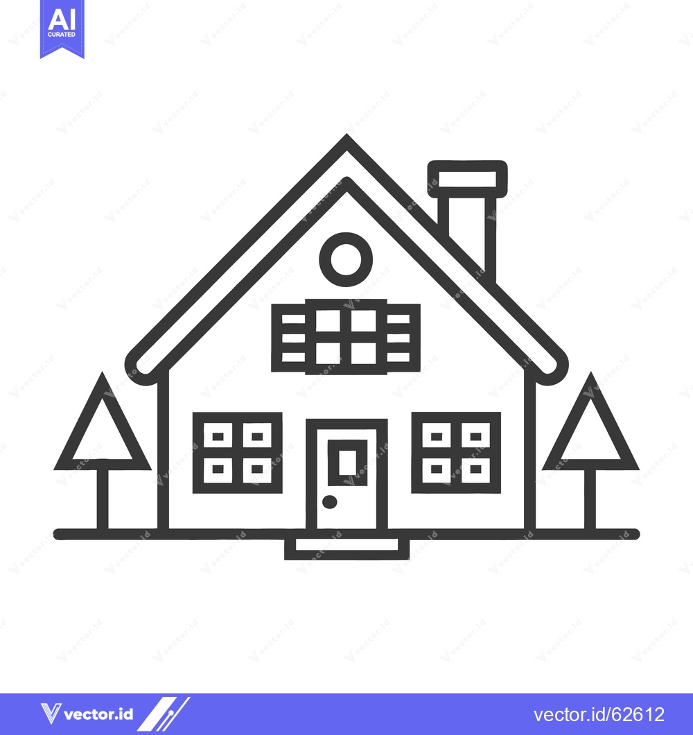 Premium Vector of A simple black and white illustration of a charming house