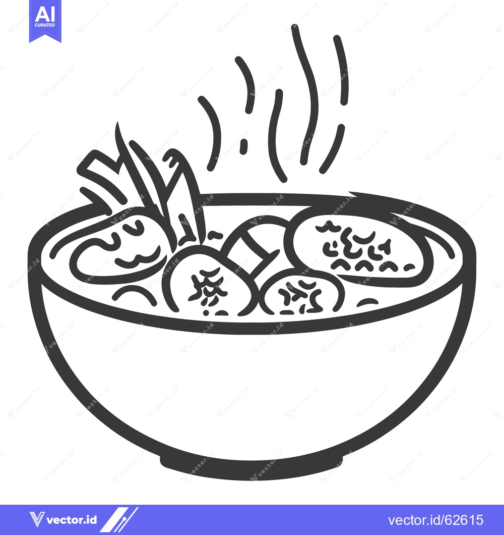 Premium Vector dari Simple Line Drawing Of A Hot Bowl Of Delicious Soup