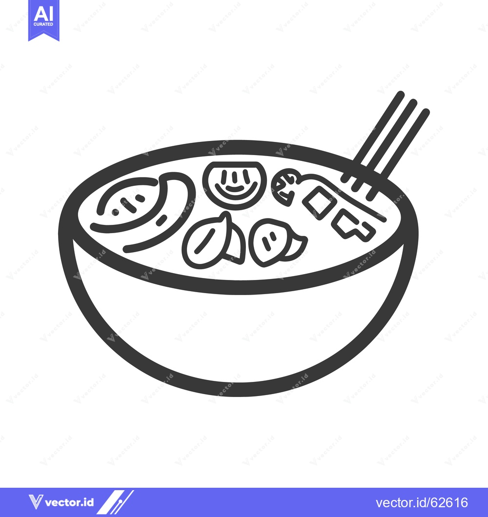 Premium Vector dari A simplistic illustration of a bowl of soup with chopsticks