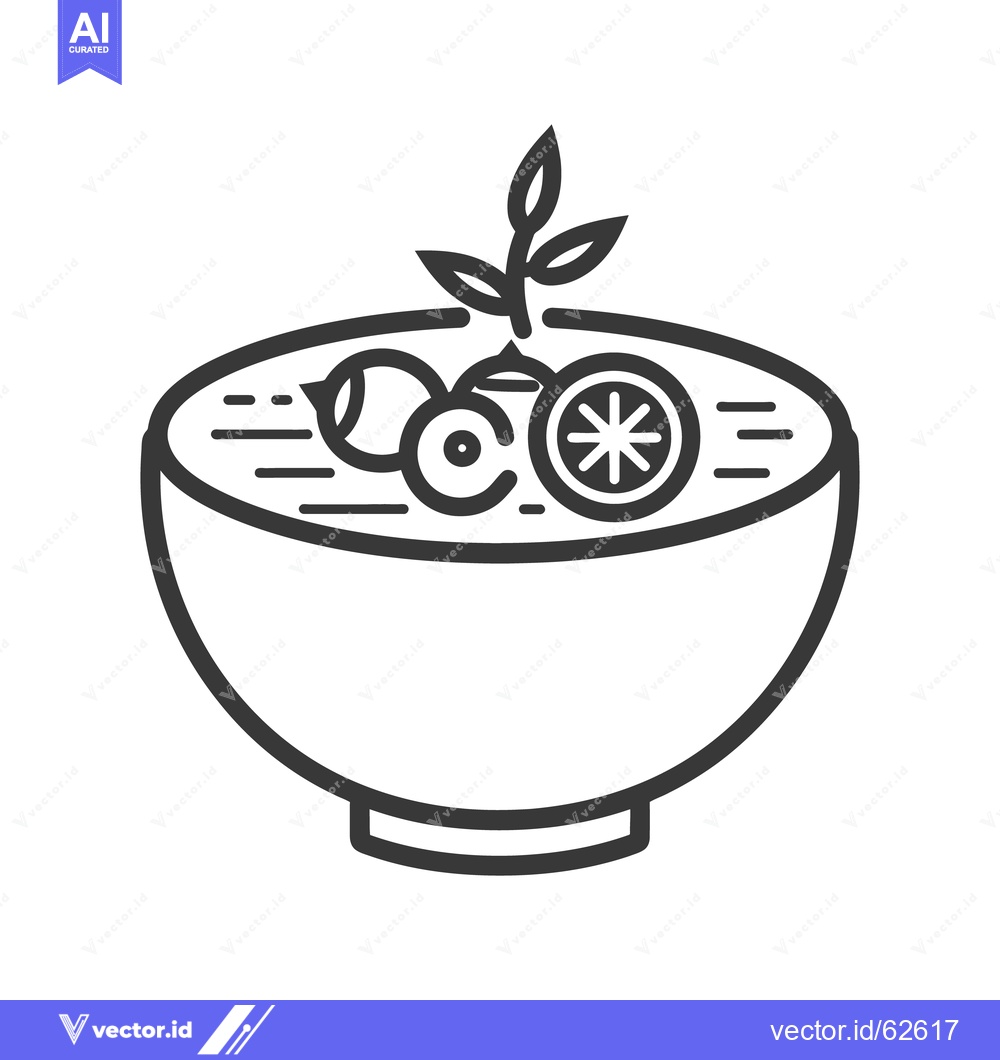 Premium Vector dari A bowl containing soup and fruits with a sprig of leaves