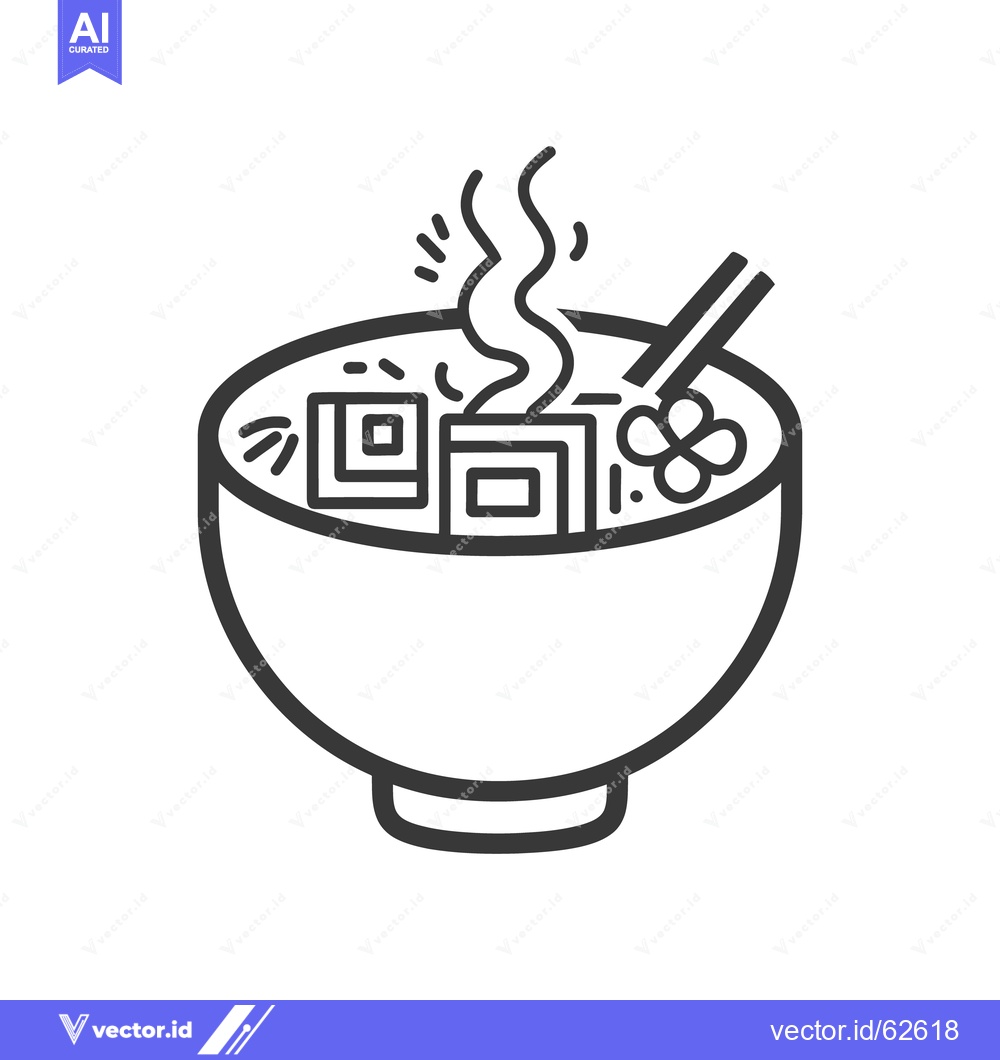 Premium Vector dari A graphic bowl containing steaming soup and chopsticks illustration