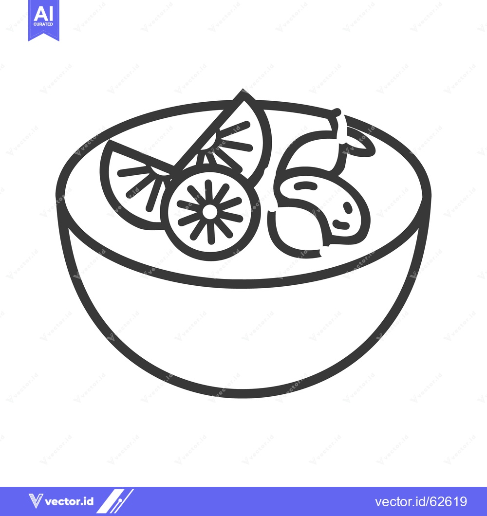 Premium Vector of A bowl of food decorated with fruit slices displayed simply