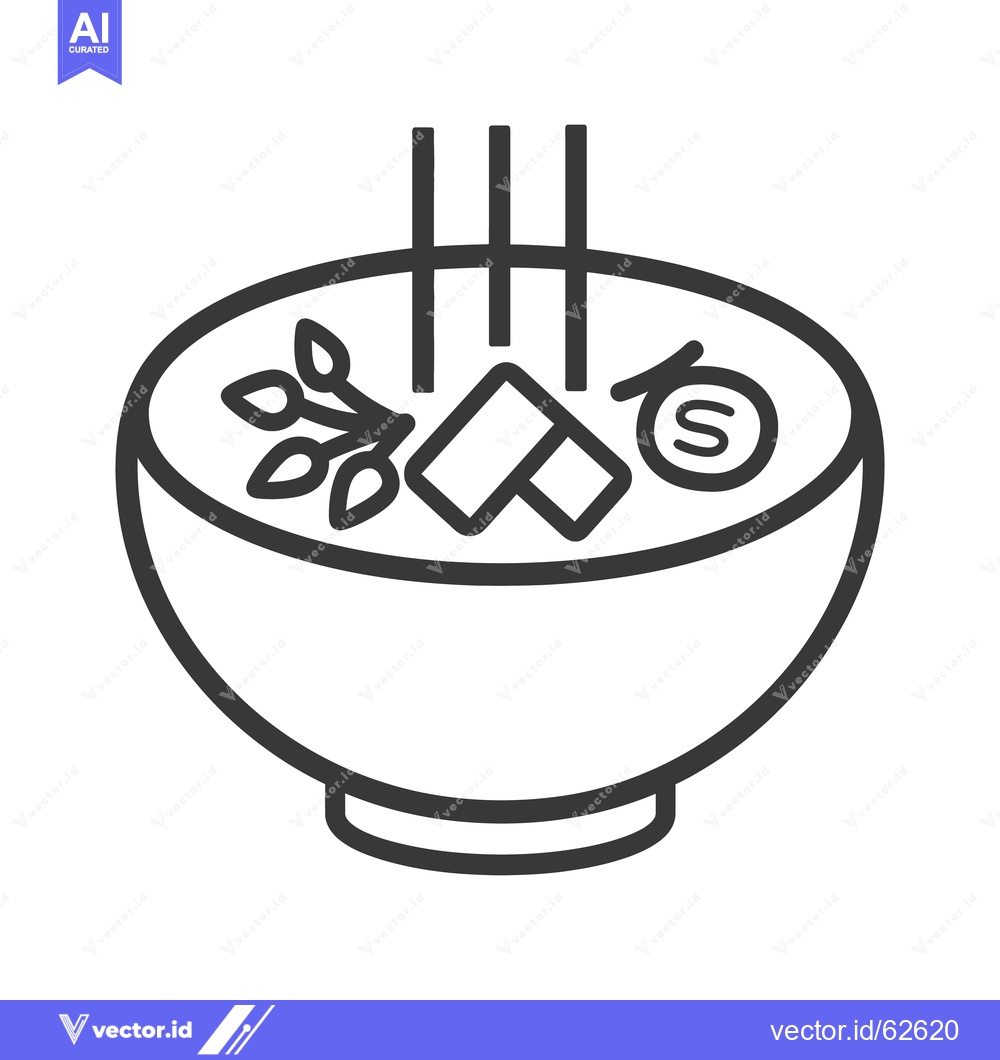 Premium Vector of Detailed illustration depicting a bowl of delicious Asian soup