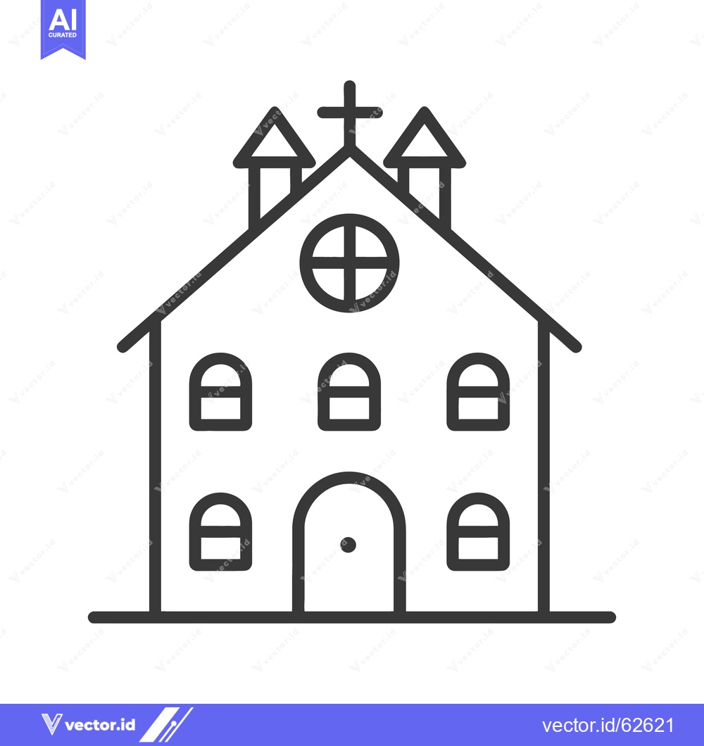 Premium Vector dari Simple graphic representation of a church building with a cross on top