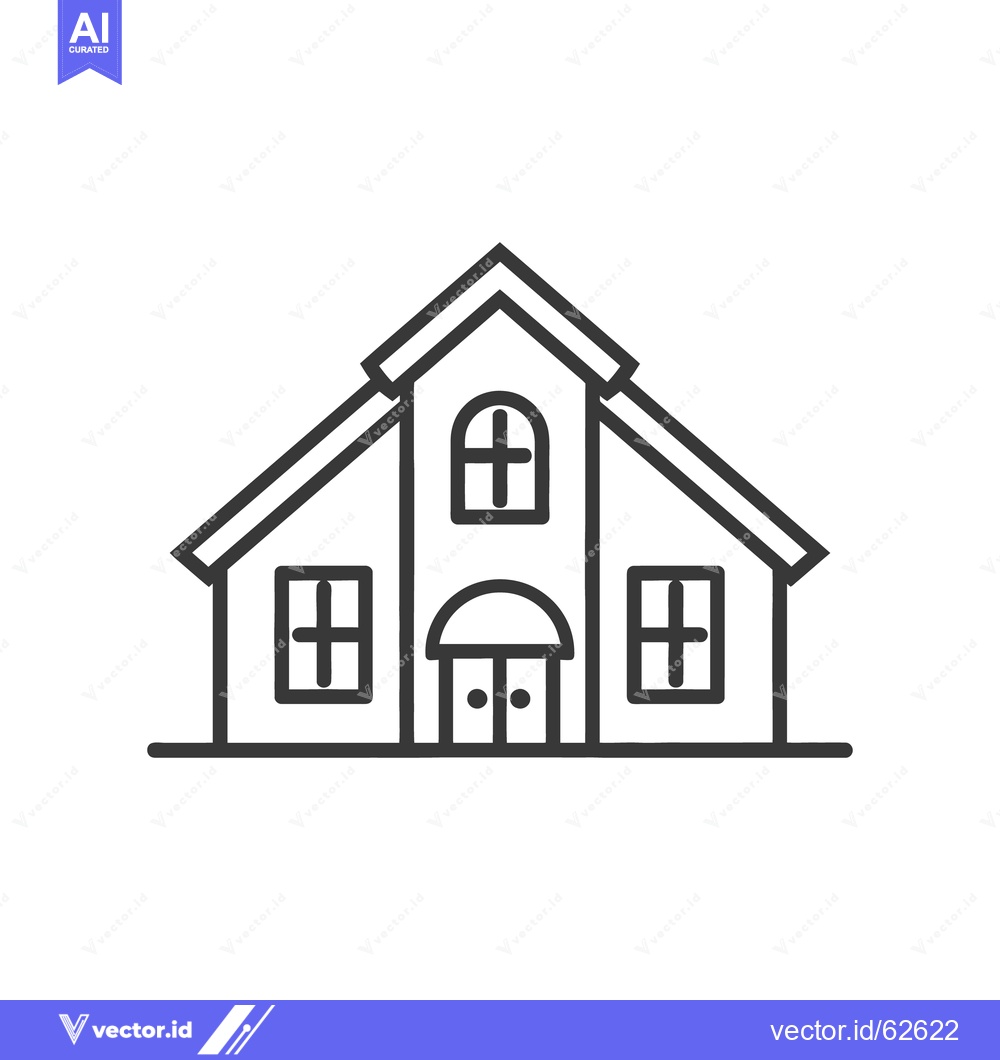 Premium Vector of Simplified black and white illustration showing a pitched roof house