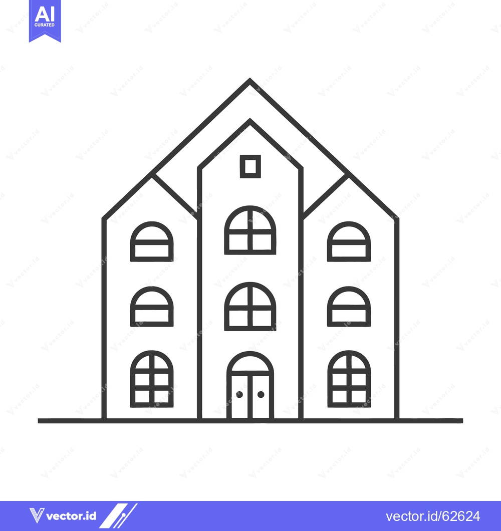 Premium Vector dari Simple outlined illustration featuring a building with arched windows