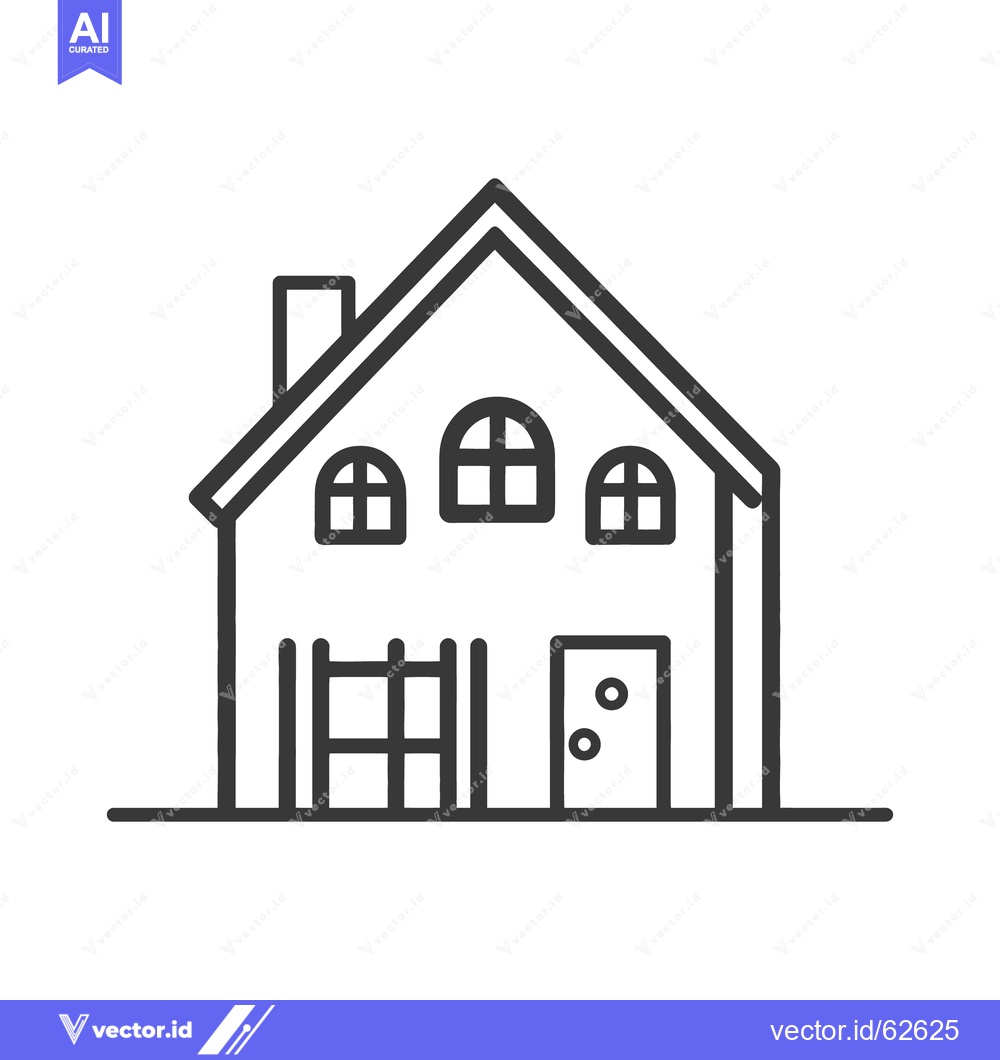 Premium Vector dari Simple Line Drawing Depicts the Outline of a Home