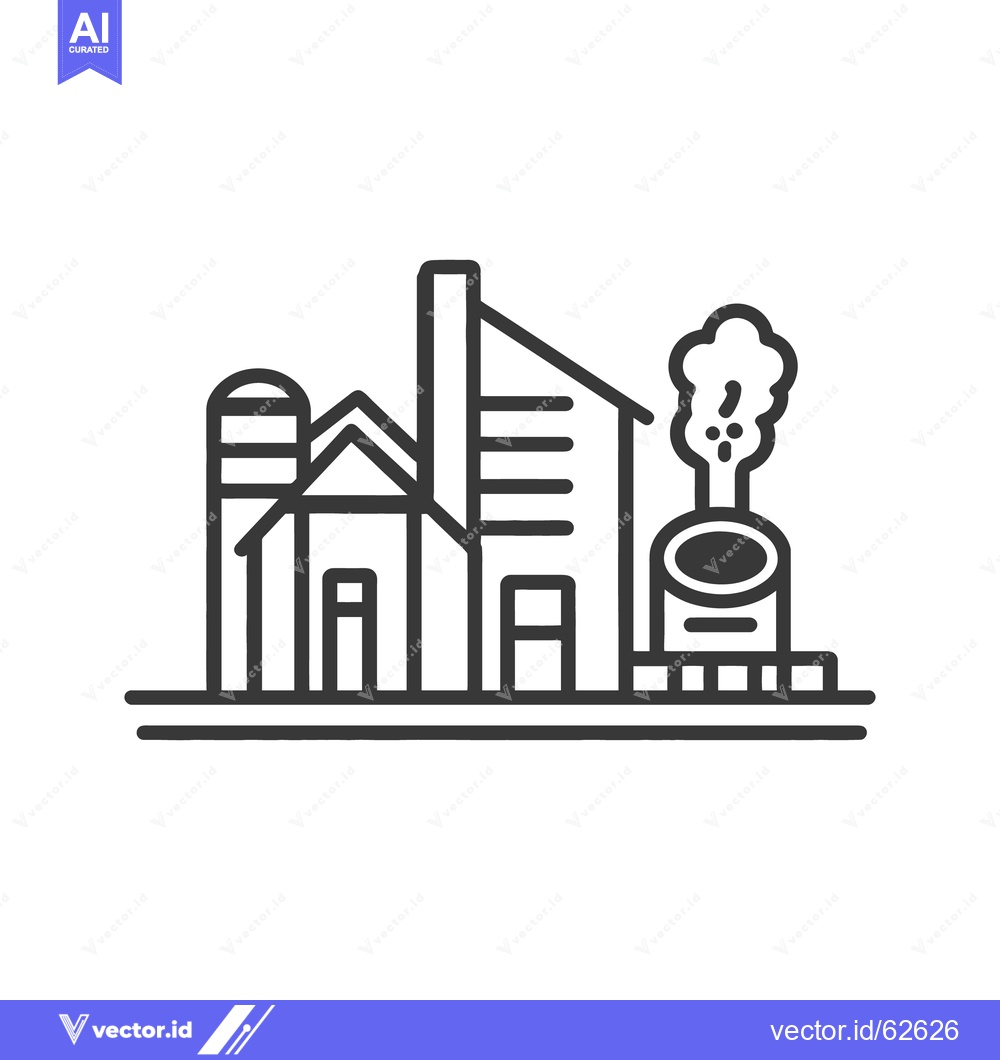 Premium Vector of An industrial complex with a train in a simplified illustration