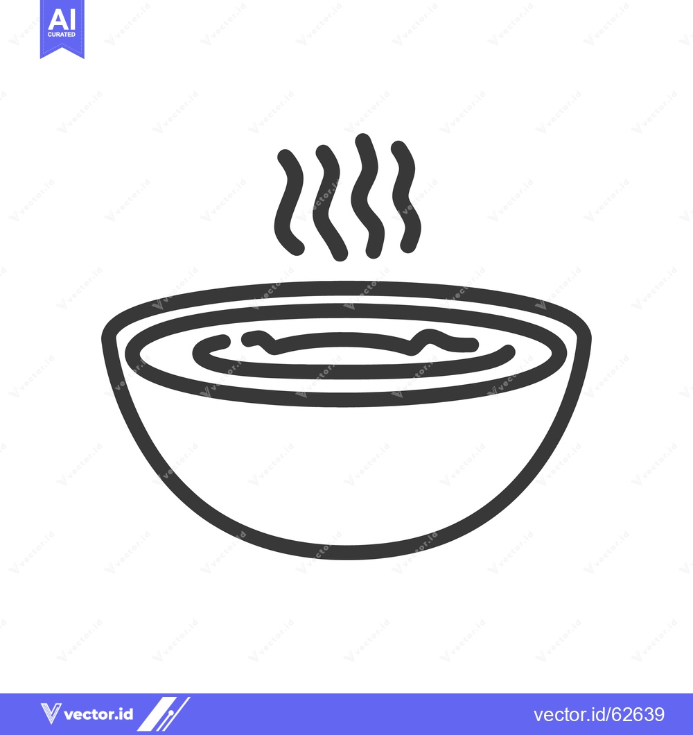 Premium Vector dari A simple outline illustration of a bowl with rising steam