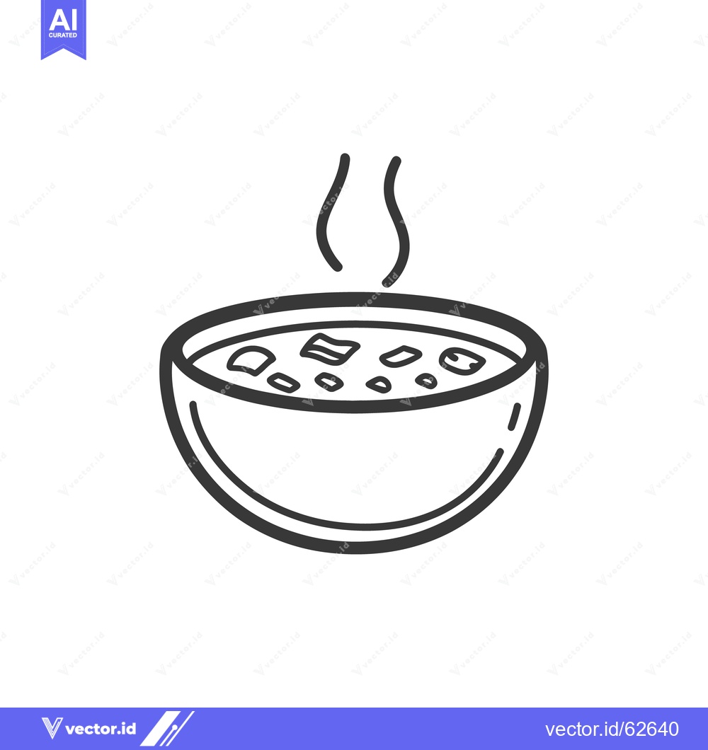 Premium Vector dari A steaming bowl of soup with various ingredients illustrated simply