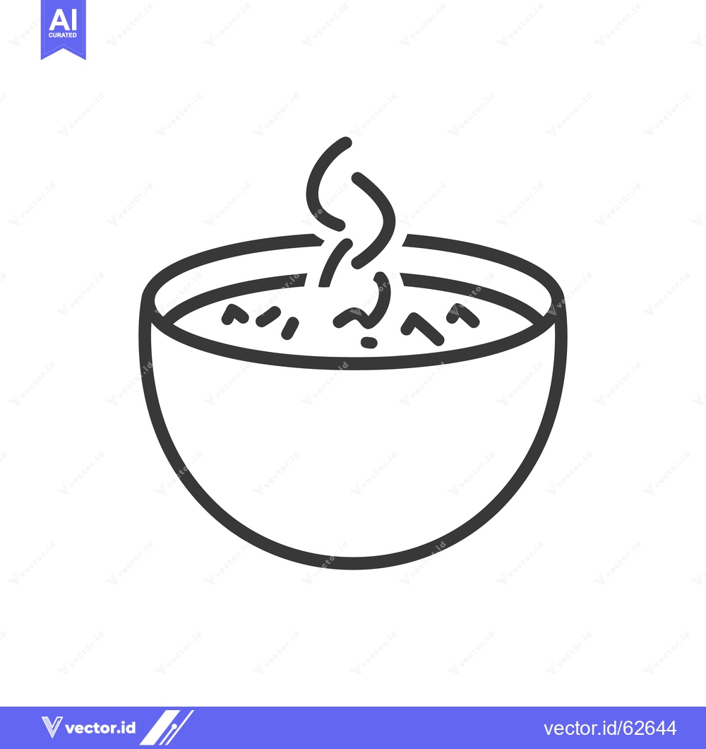 Premium Vector dari A bowl of steaming soup rendered in black and white lines