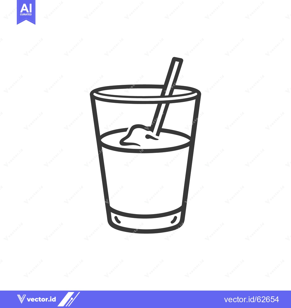 Premium Vector dari A glass of liquid beverage with a straw inside it