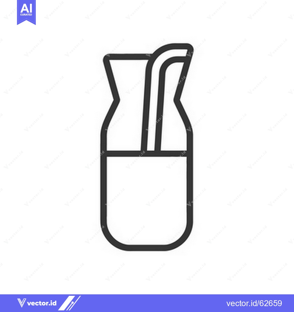 Premium Vector dari A simple outline depiction of a drinking pitcher and straw