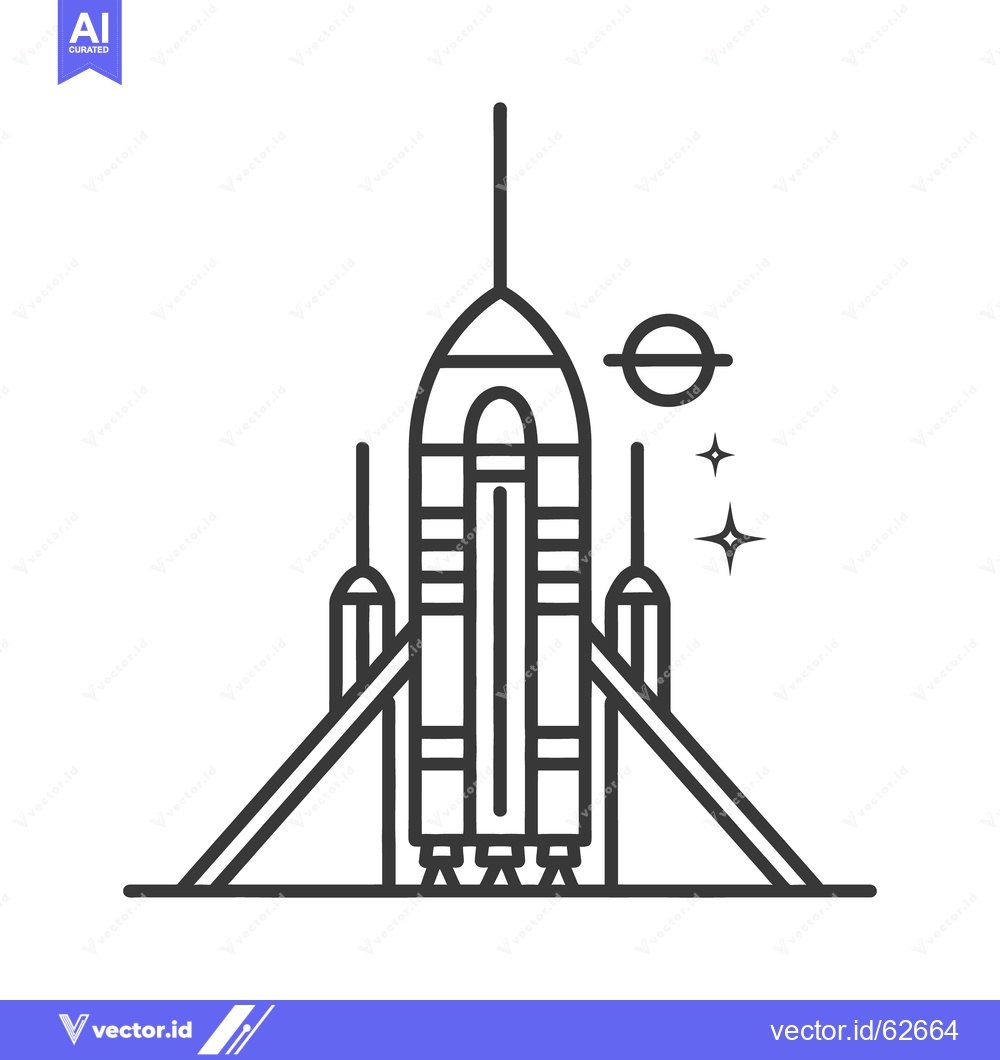 Premium Vector dari A black and white line art image depicting a spacecraft