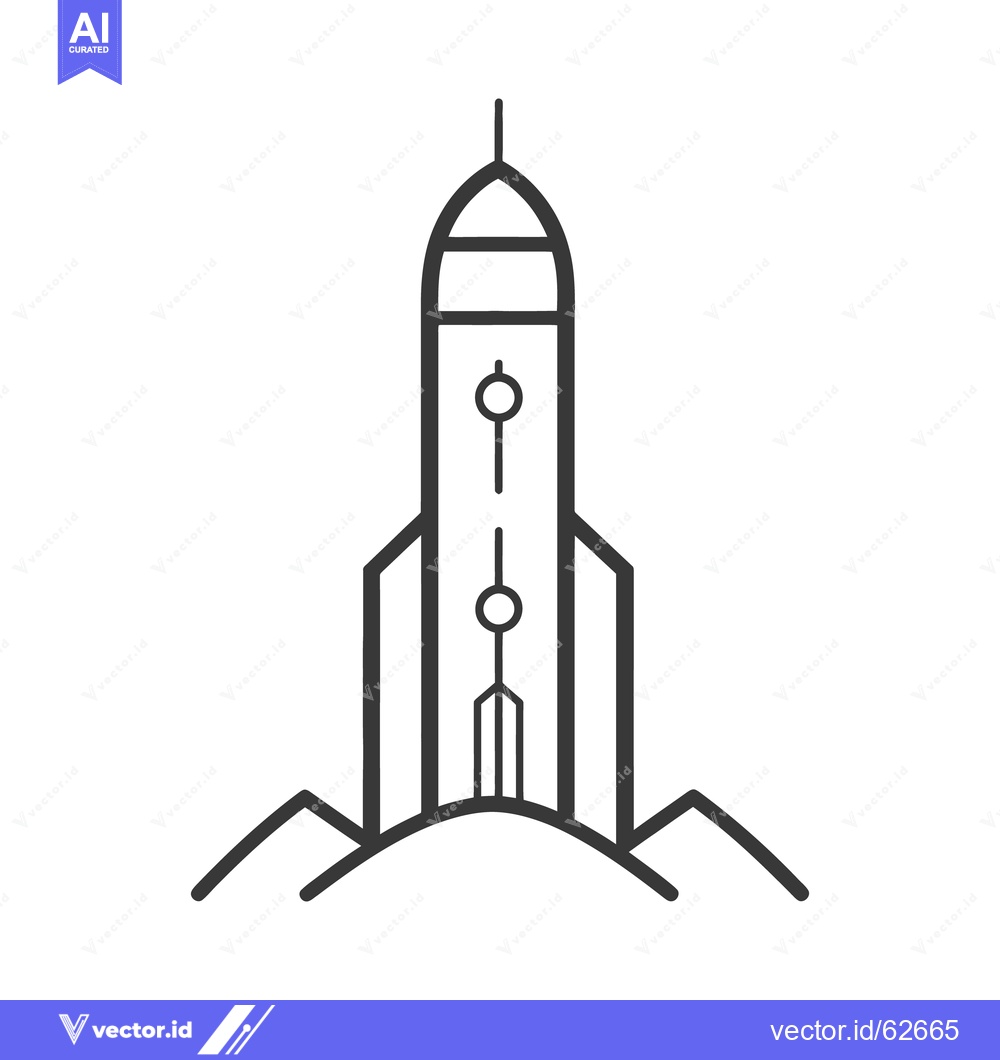 Premium Vector dari A stylized black and white illustration of a rocket ship