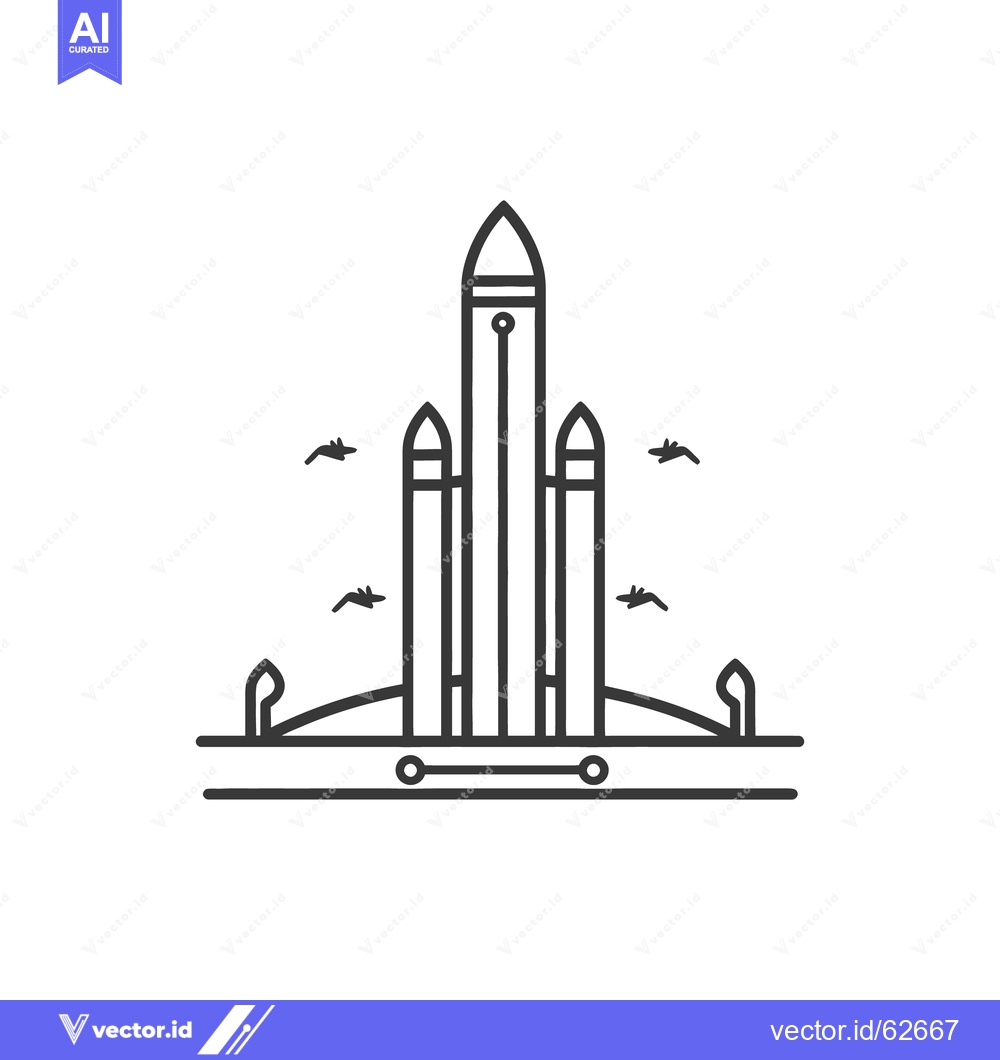Premium Vector of A stylized linear illustration of a rocket on a launch pad