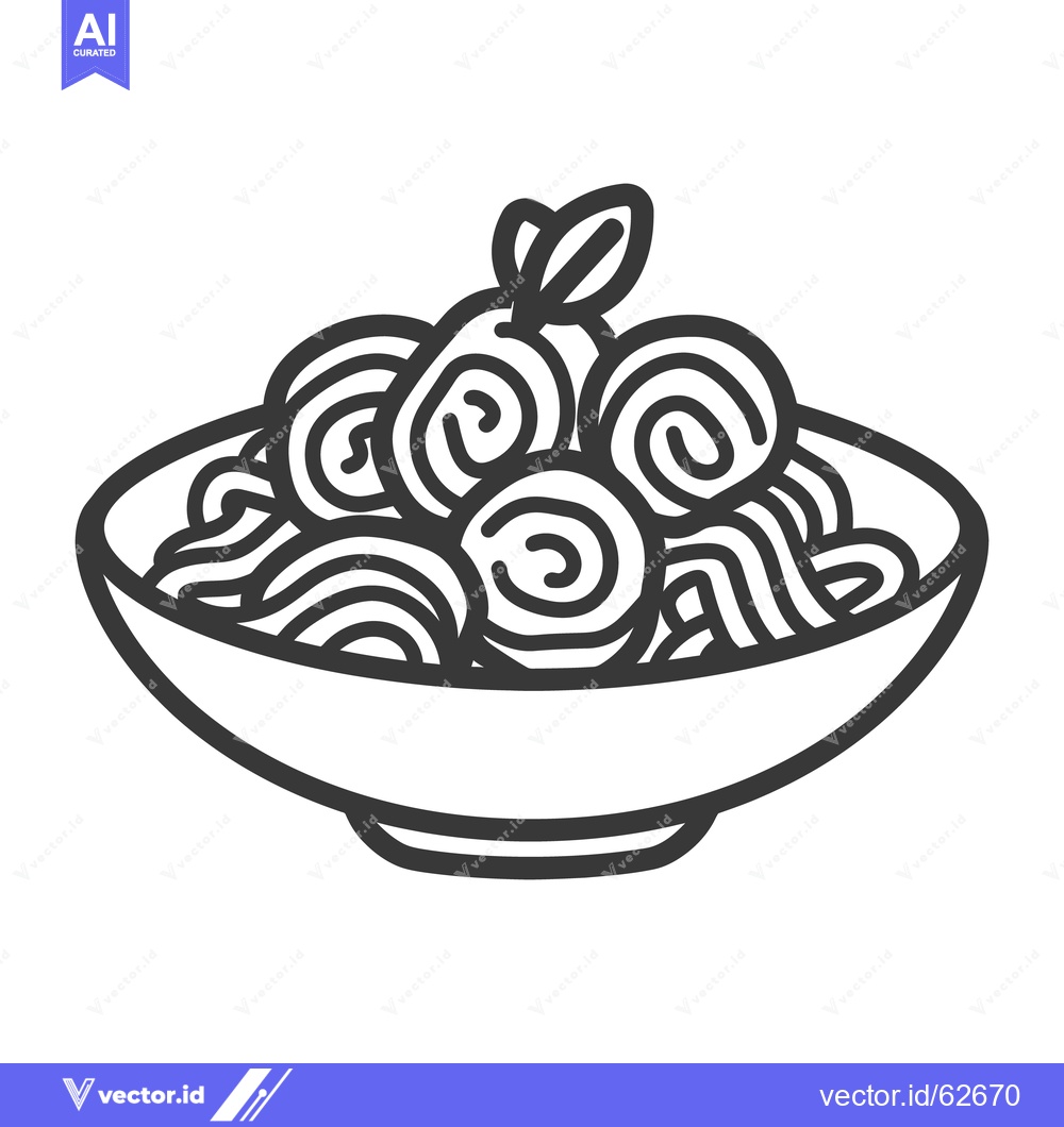 Premium Vector dari A Simple Graphic Illustrating Noodles And Round Food Items
