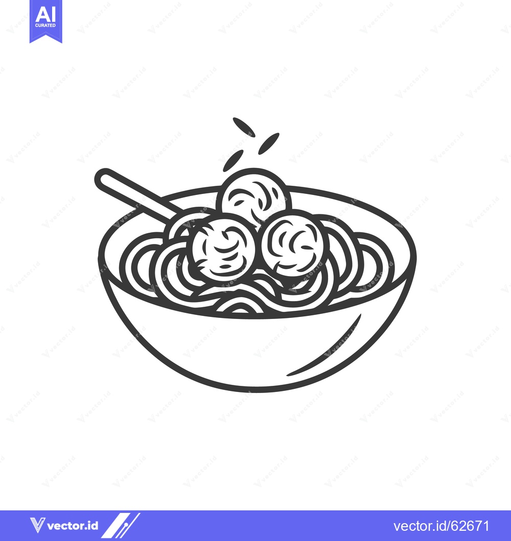 Premium Vector of Simple black and white illustration of a bowl of pasta