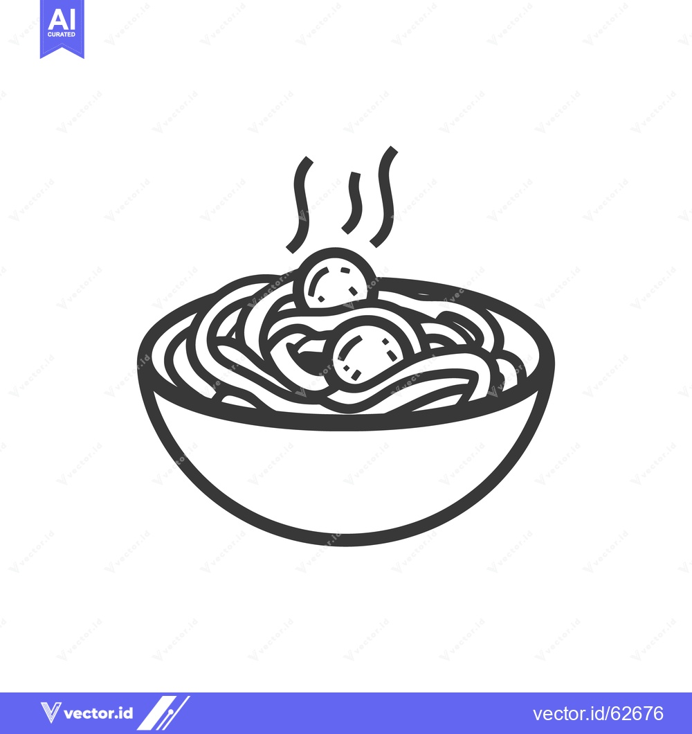 Premium Vector of A bowl containing hot spaghetti and meatballs is shown
