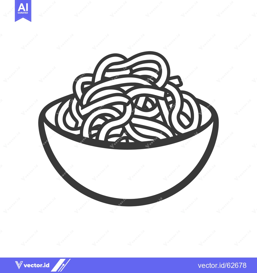 Premium Vector dari A bowl filled with stylized cooked noodle pasta lines