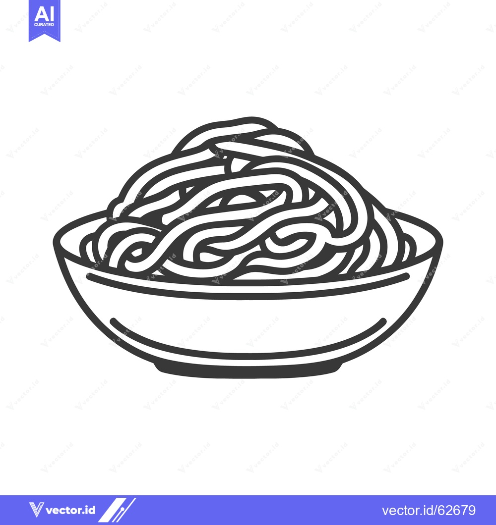Premium Vector dari A graphic illustration of spaghetti served in a simple bowl
