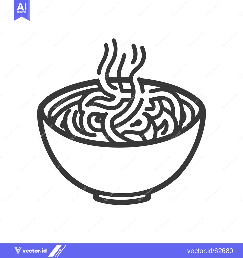 Premium Vector dari A simple black and white image of a bowl of noodles