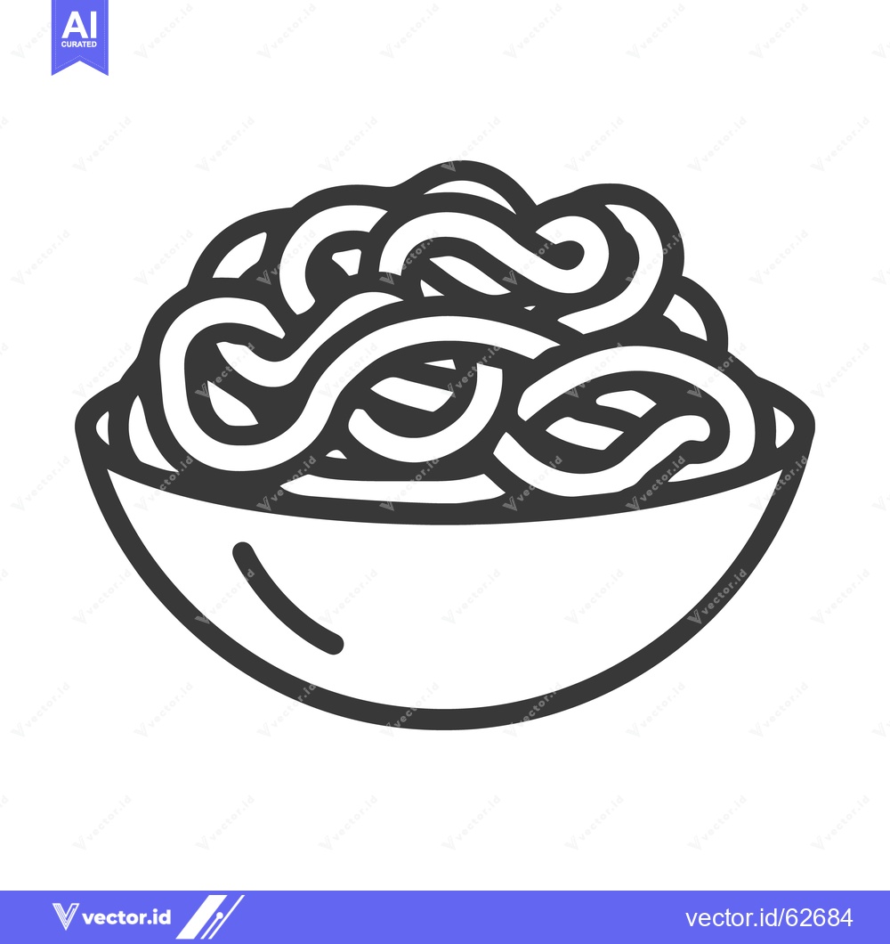 Premium Vector of A Simple Black and White Bowl of Cooked Pasta