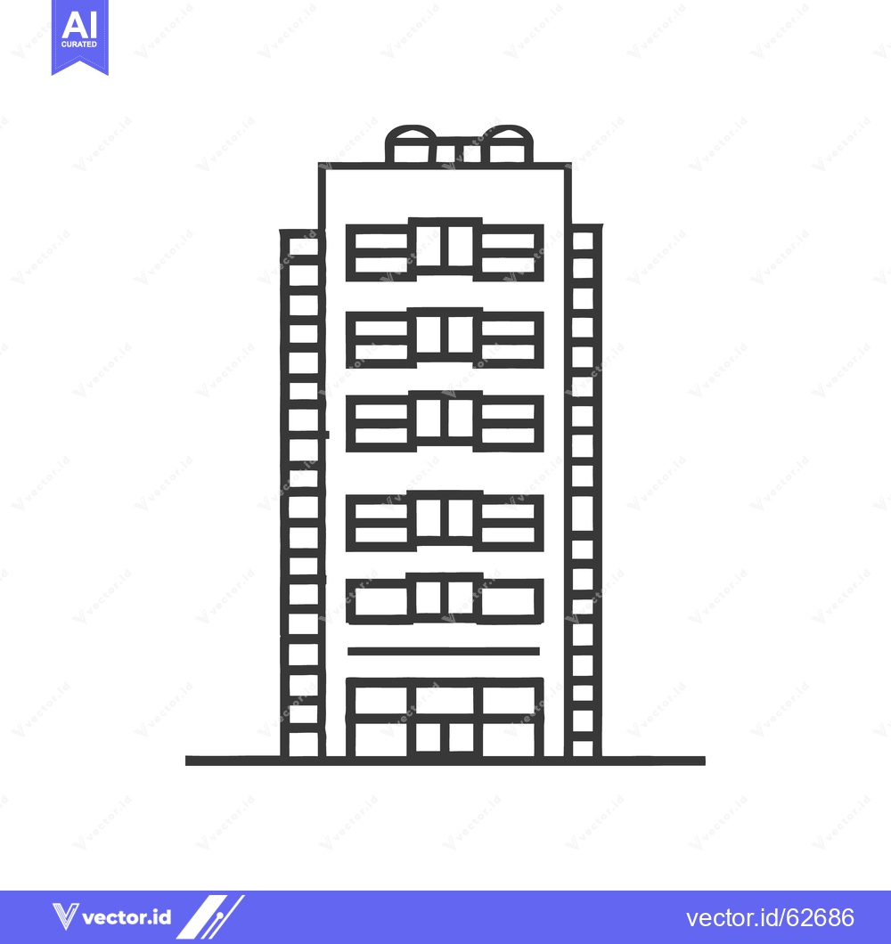 Premium Vector dari Tall simplified building illustration with multiple floors and windows