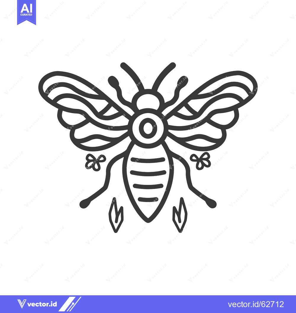 Premium Vector of A detailed black and white line drawing of a bee image