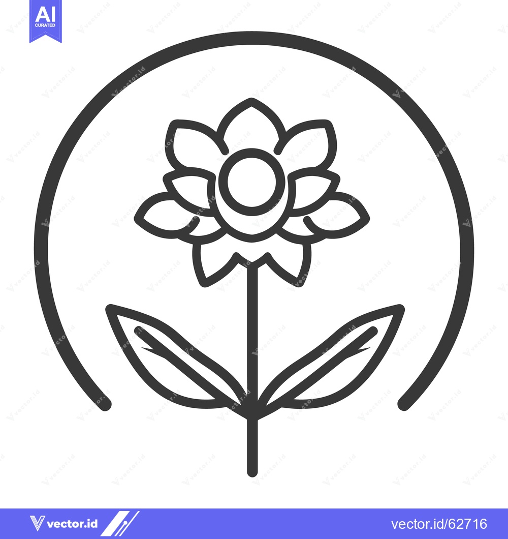 Premium Vector dari A simple outline illustration of a flower inside a circle