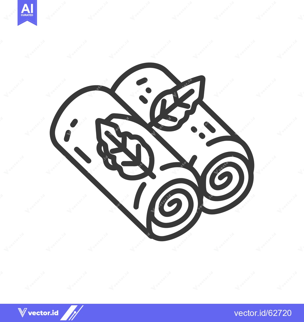Premium Vector of Two rolled items garnished with leaves displayed in a graphic style