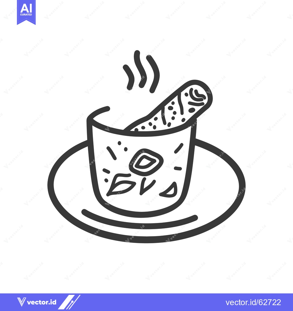 Premium Vector of A drawing of a drink with food on a saucer is shown